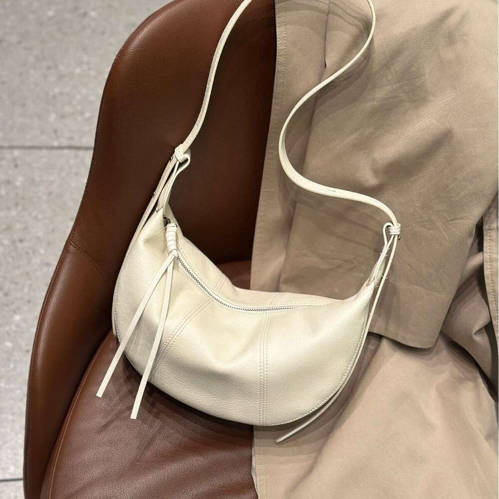 Luxury Shoulder Bags Totes Natural Distressed Top Grain Cowhide Shoulder And Crossbody High End Genuine Underarm Dumpling Bag Soft Leather Simple Wome