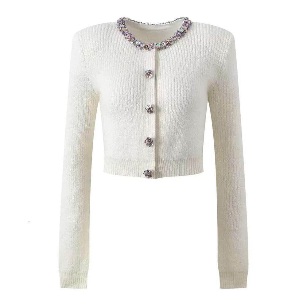 2026 autumn and winter new designer ivory white wool blend gold style exquisite commuting short women's cardigan