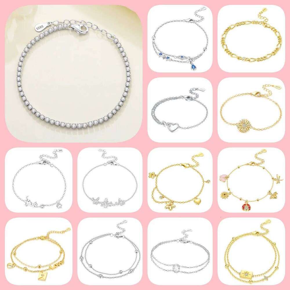 Original 925 Sterling Silver Zirconia Tennis Chain Bracelet for Women Adjustable Gold Color Hot Sale Ideal Birthday Party Gift Z260225