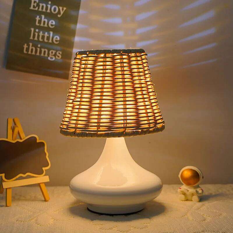 Wabi Sansi Desk Bedroom Bedside Lamp Retro Style Zen Tea Room Study Homestay Bamboo Night Pastoral Ambience Light H260225