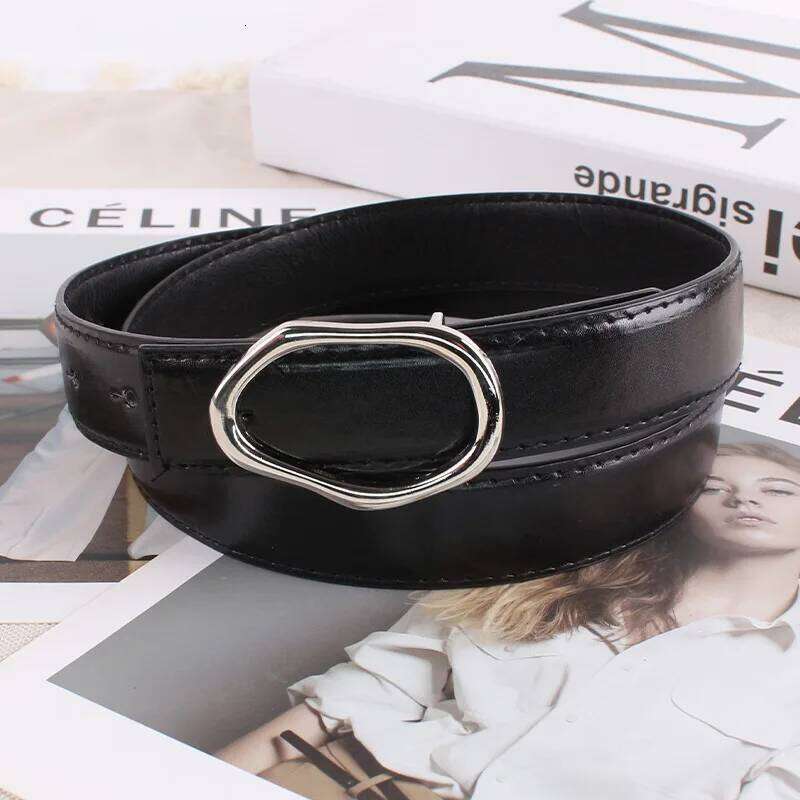 New Irregular Snap-buckle Slim Versatile Black Belt for Jeans Suit Dress Accessories Decoration Y260225