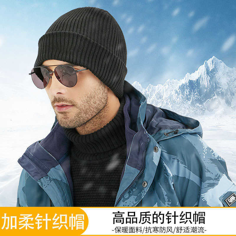 Autumn and Winter Thickened Mens and Womens Knitted Hat Solid Color Versatile Warm Hat Mens Outdoor Plush Cold Hat Casual Woolen Hat S260225