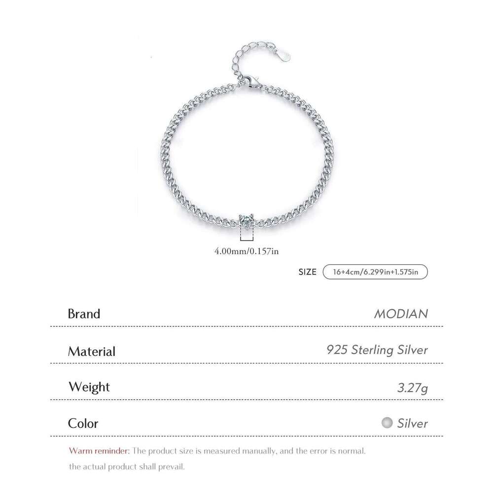 MODIAN 925 Sterling Silver Luxury Sparkling Heart Clear CZ Adjustable Chain Bracelet For Women Handmade Basic Fine Jewelry Z260225