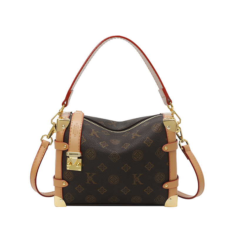 LUYIWEINASI Premium sense small square box bag women 2025 new retro printing commuter cosmetic bag shoulder bag oblique span bag women