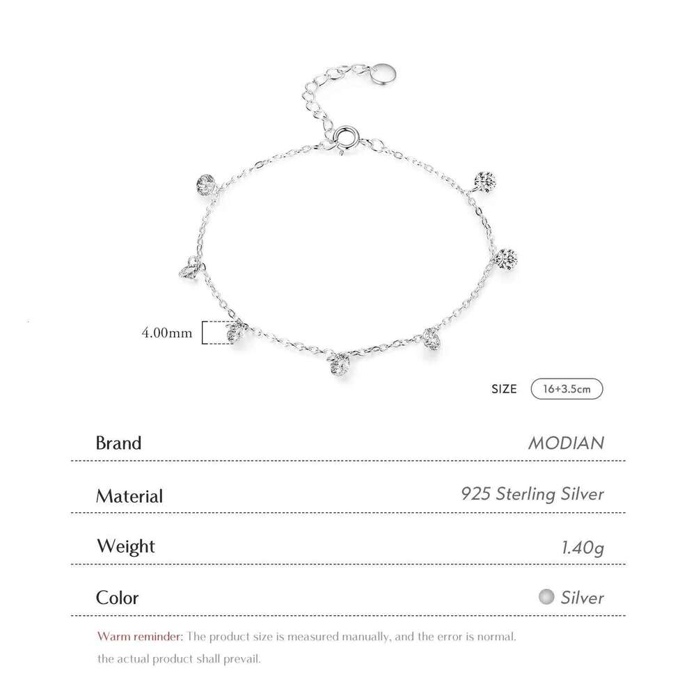 Modian Charm Real 925 Sterling Ten Hearts Clear CZ Fashion Chain Bracelet For Women Girls Wedding Fine Silver Jewelry Z260225