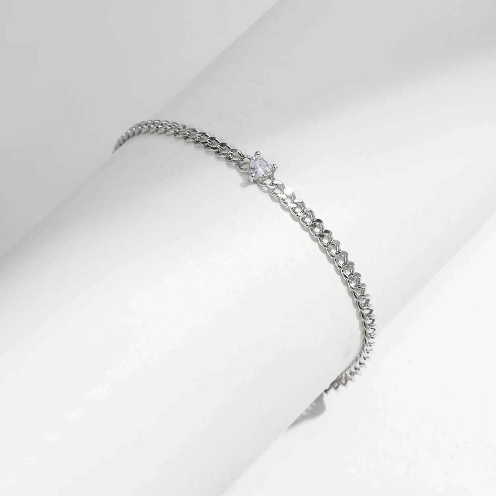 MODIAN 925 Sterling Silver Luxury Sparkling Heart Clear CZ Adjustable Chain Bracelet For Women Handmade Basic Fine Jewelry Z260225