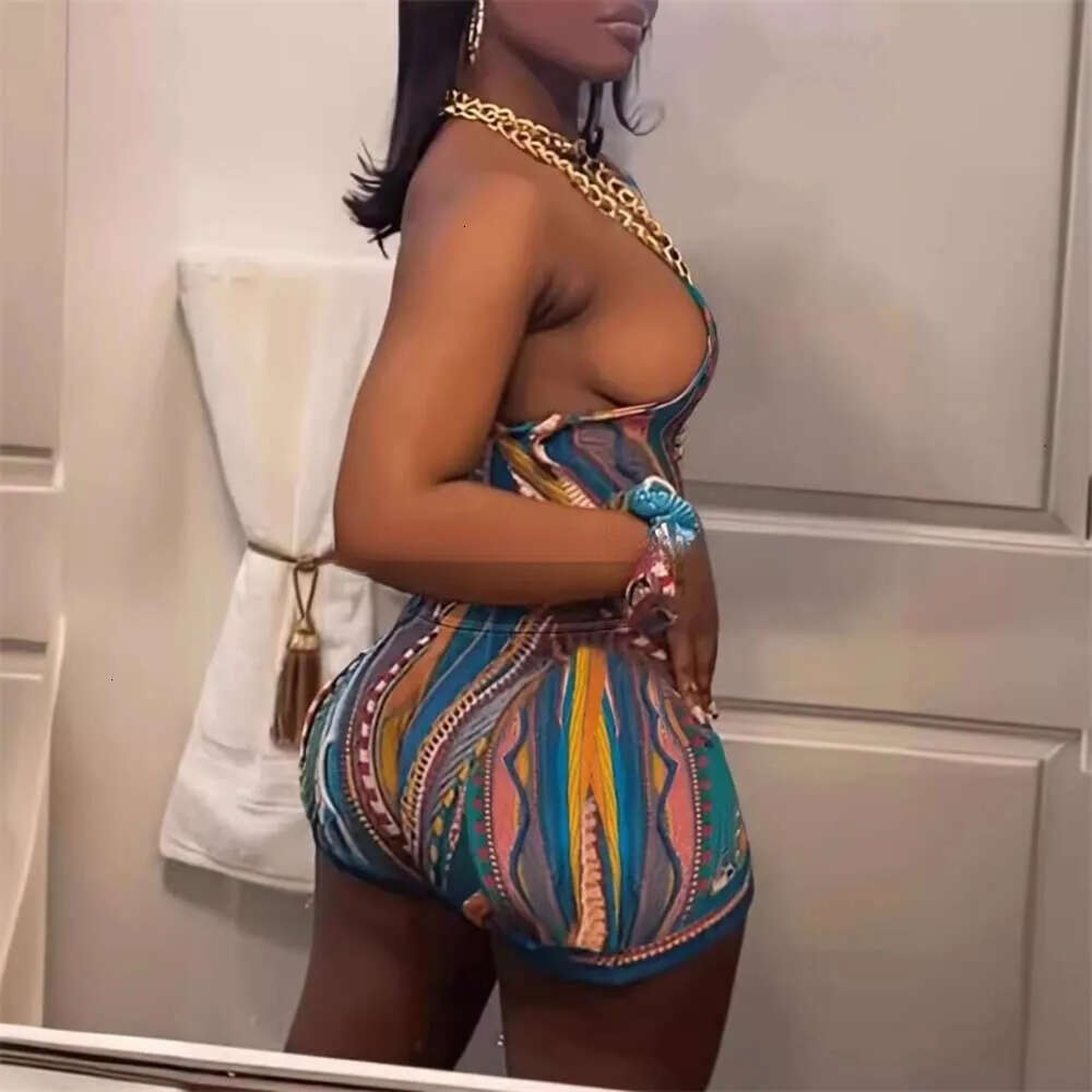 Summer new abstract print sexy sportswear designer women's multi-color vest shorts set 2026