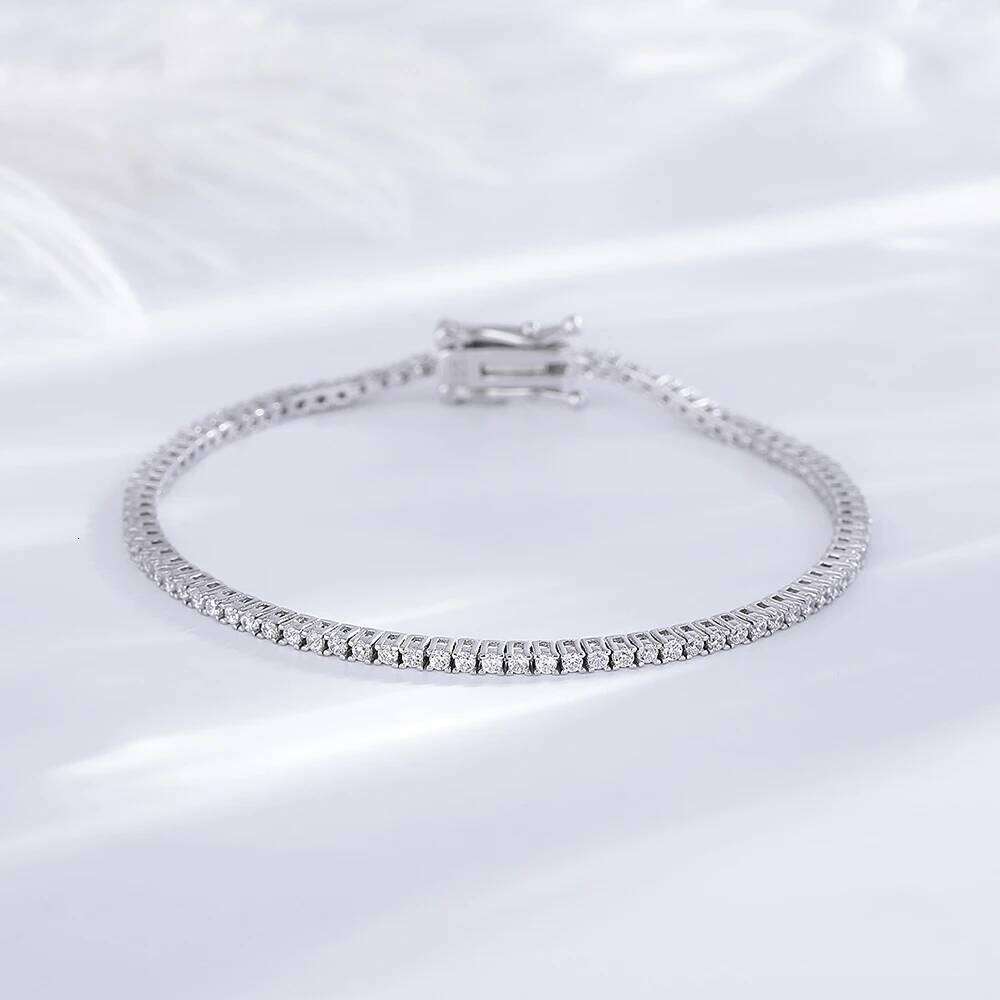 YLMyself 925 Sterling Silver Tennis Bracelet 1.5mm White Cubic Zirconia Fine Jewelry Anniversary Wedding Gift 15-18CM for Women Z260225