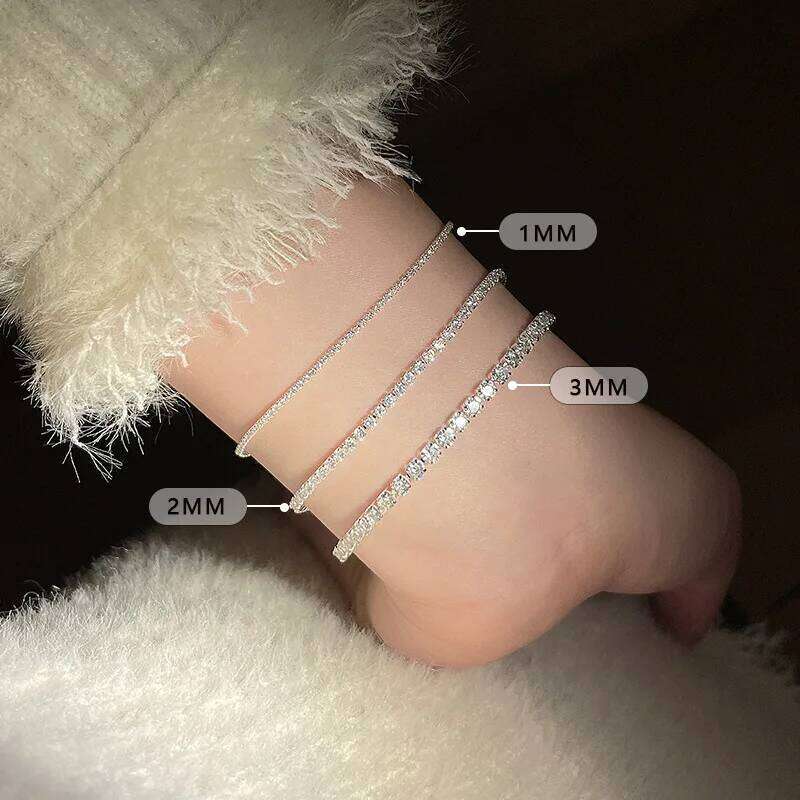 New 925 Sterling Silver Simple Shiny Zircon Bracelet Temperament Personality Women Accessories Birthday Party Gift Z260225