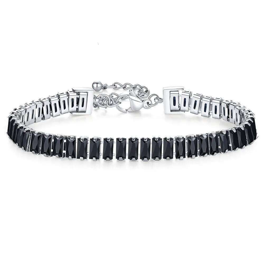 Gold 6mm Width White&Black Cubic Zirconia Tennis Luxury Crystal Bracelet For Women Girls Z260225