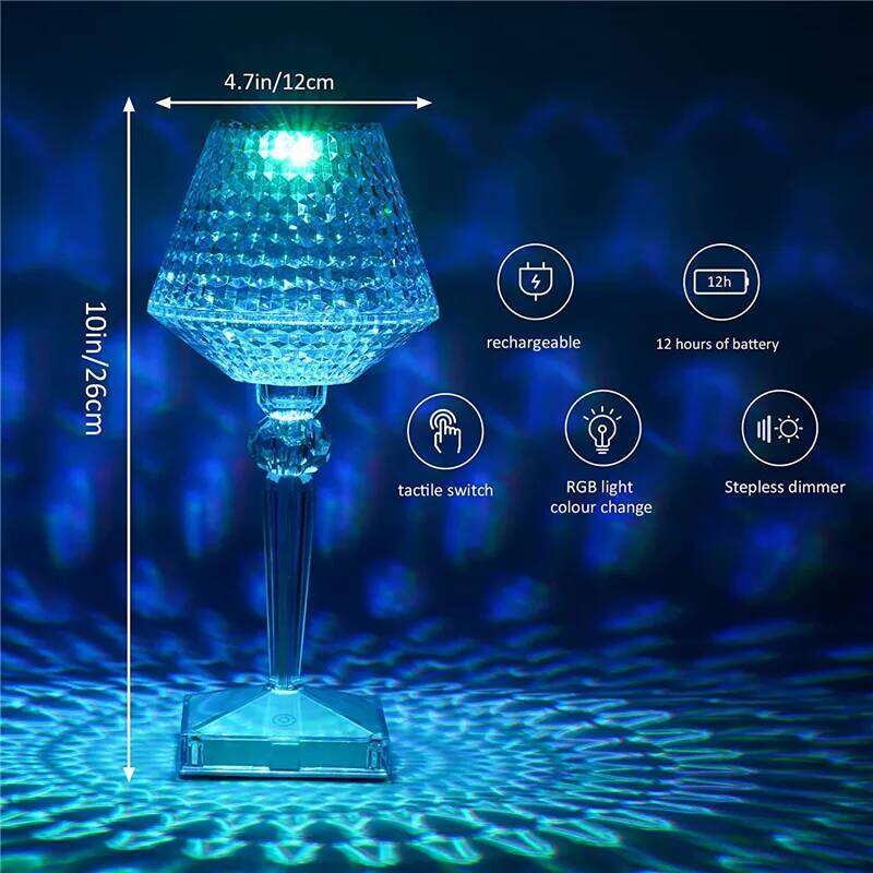 LED Acrylic Desk Diamond Crystal Table Lamp Creative Transparent Prism Night Light Touch Control For Bedroom Restaurant H260225