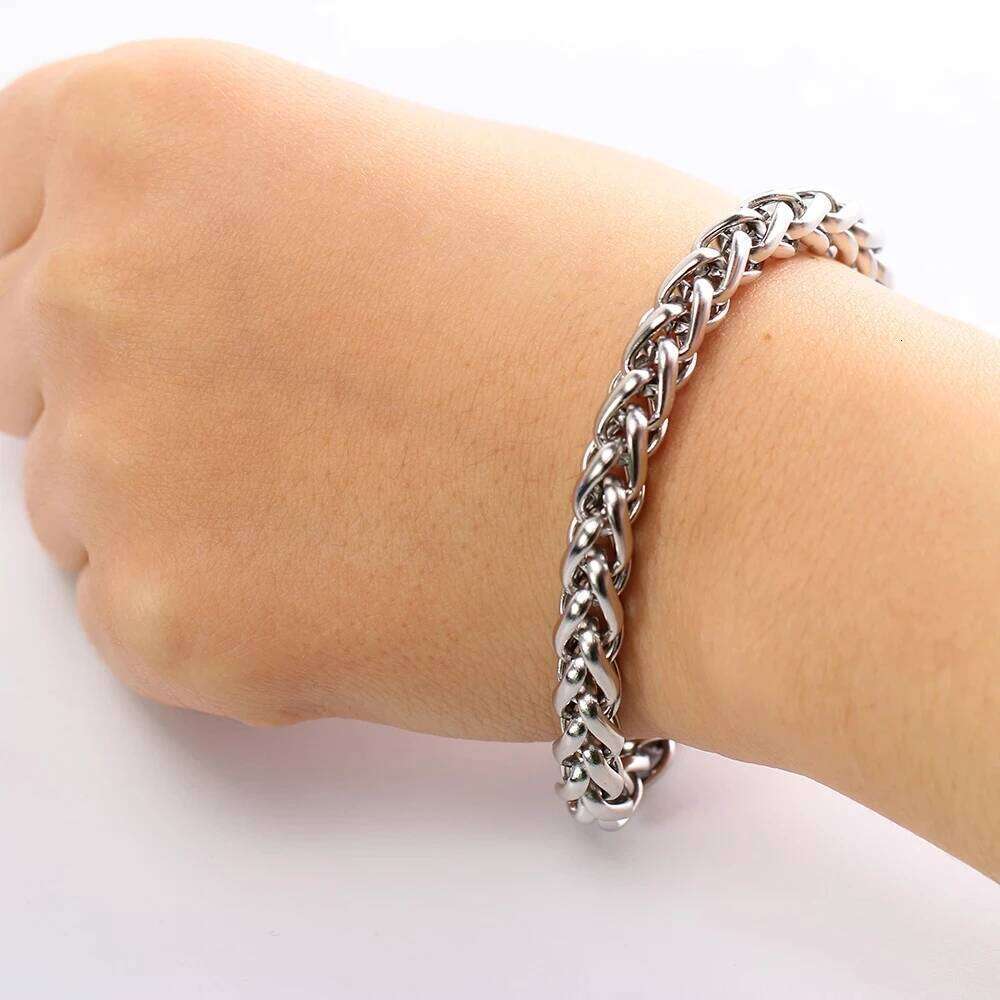 8MM punk trend twist chain men's titanium steel personalized bracelet Z260225