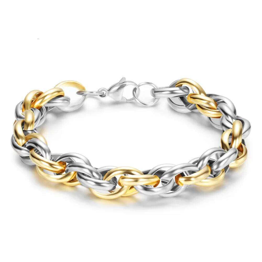 Punk ins motorcycle fashionistas, stylish and powerful stainless bracelet, 18K interlaced gold titanium steel bracelet Z260225