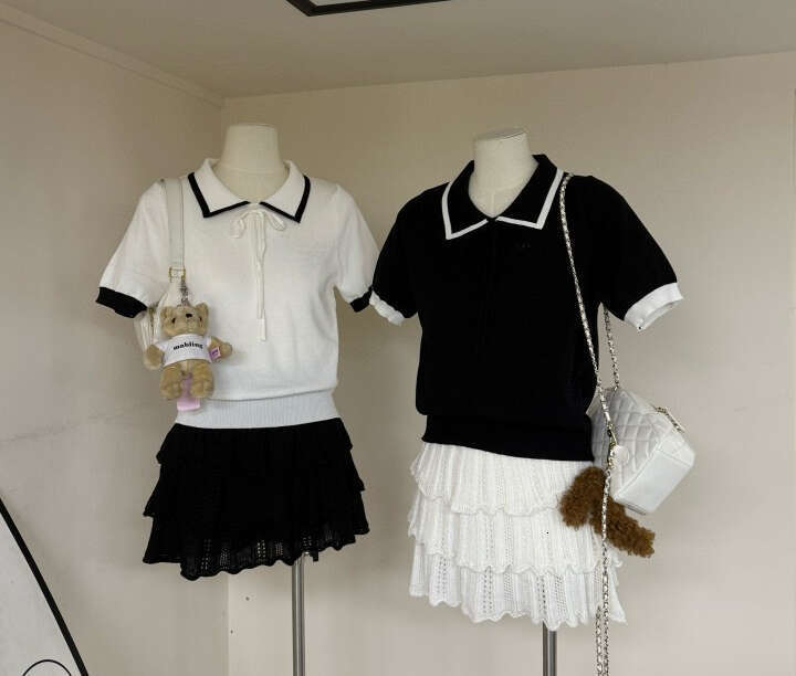 2026 Spring/Summer New Designer Lace Embroidered Letter Casual Versatile Collar for Girls Knitted Women