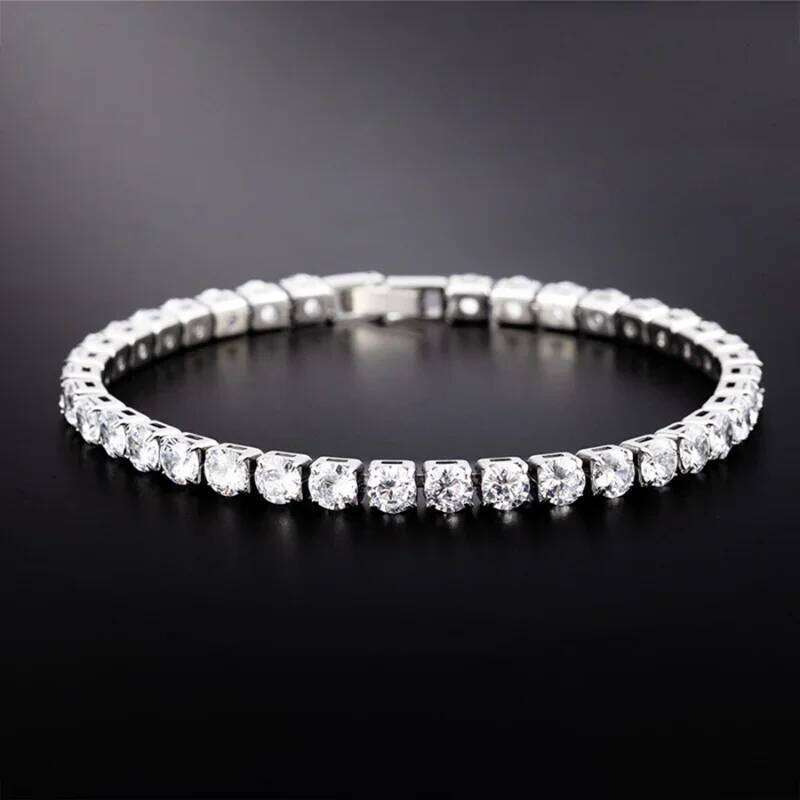 Luxury Hiphop Iced Out 4mm Cubic Zirconia Crystal Tennis Bracelets For Women Men Gold Silver Color Bracelet Chain Jewelry Z260225