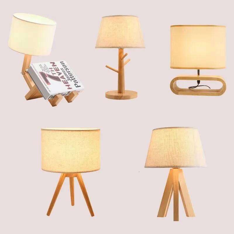 Modern Nordic LED Table Lamp Wooden Base with Fabric Shade Floor Standing Light for Bedroom Bedside Sofa Home Decor Fixtures H260225