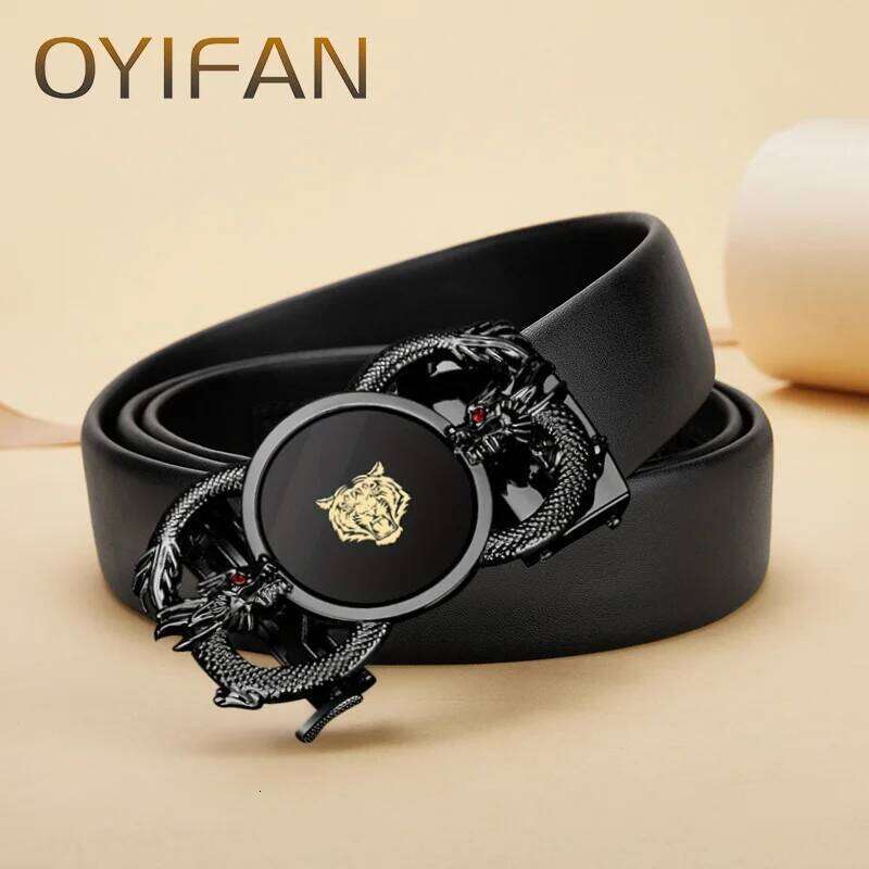 OYIFAN Fashion Men's Genuine Leather Automatic Business Casual Style Designer Belt for Men Y260225