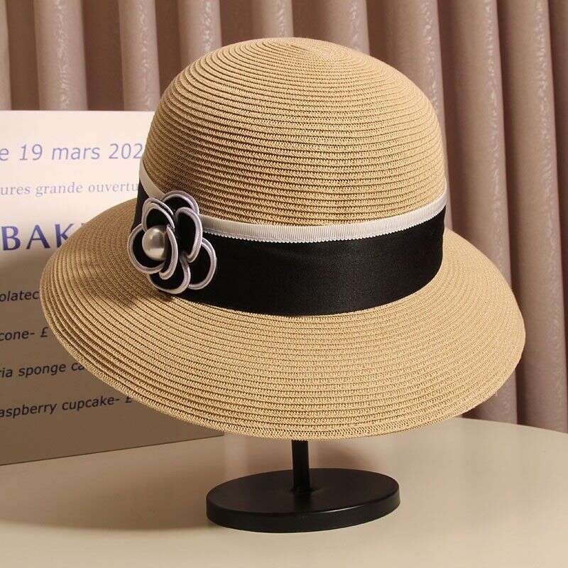 Metal buckle decorated straw hat Fashionable tassel decoration Suitable for wedding guests and garden parties