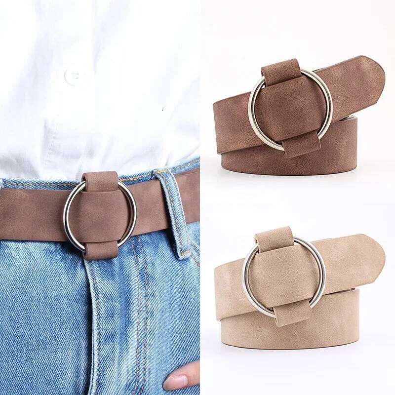 Fashion needleless Metal Round Ring buckle belt woman strap girdle for Leisure Dress Jeans decorate Waistband width 3X105cm Y260225
