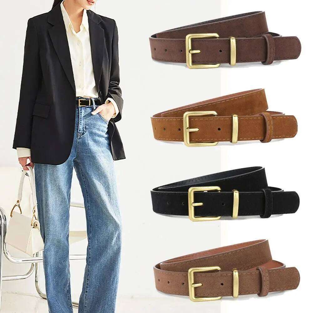 Fashion Pin buckle Suede Leather Casual Luxury Design Business Waist Belt Retro Waistband For Women Y260225