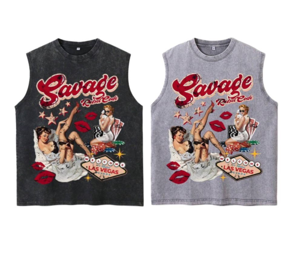 Men's T Shirts Vibes Savage T-Shirts Vest Hip Hop Fashion Casual Tee Vintage Short Sleeved Harajuku Shirt Punk Loose Women Trend Tops Aesthetic C