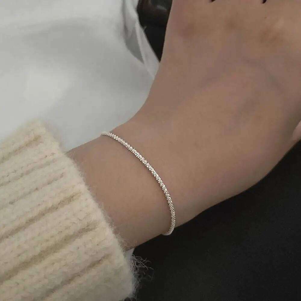 Temperament Elegant Simple Metal Silver Geometry Thin Chain Adjustable Hand Jewelry Shining Bracelet Gift Z260225