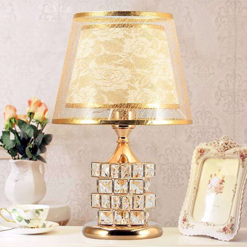 Modern Crystal Table European Style Luxury Wedding Gift Ideas Sweet Bedroom Home Decor Golden Lamp H260225