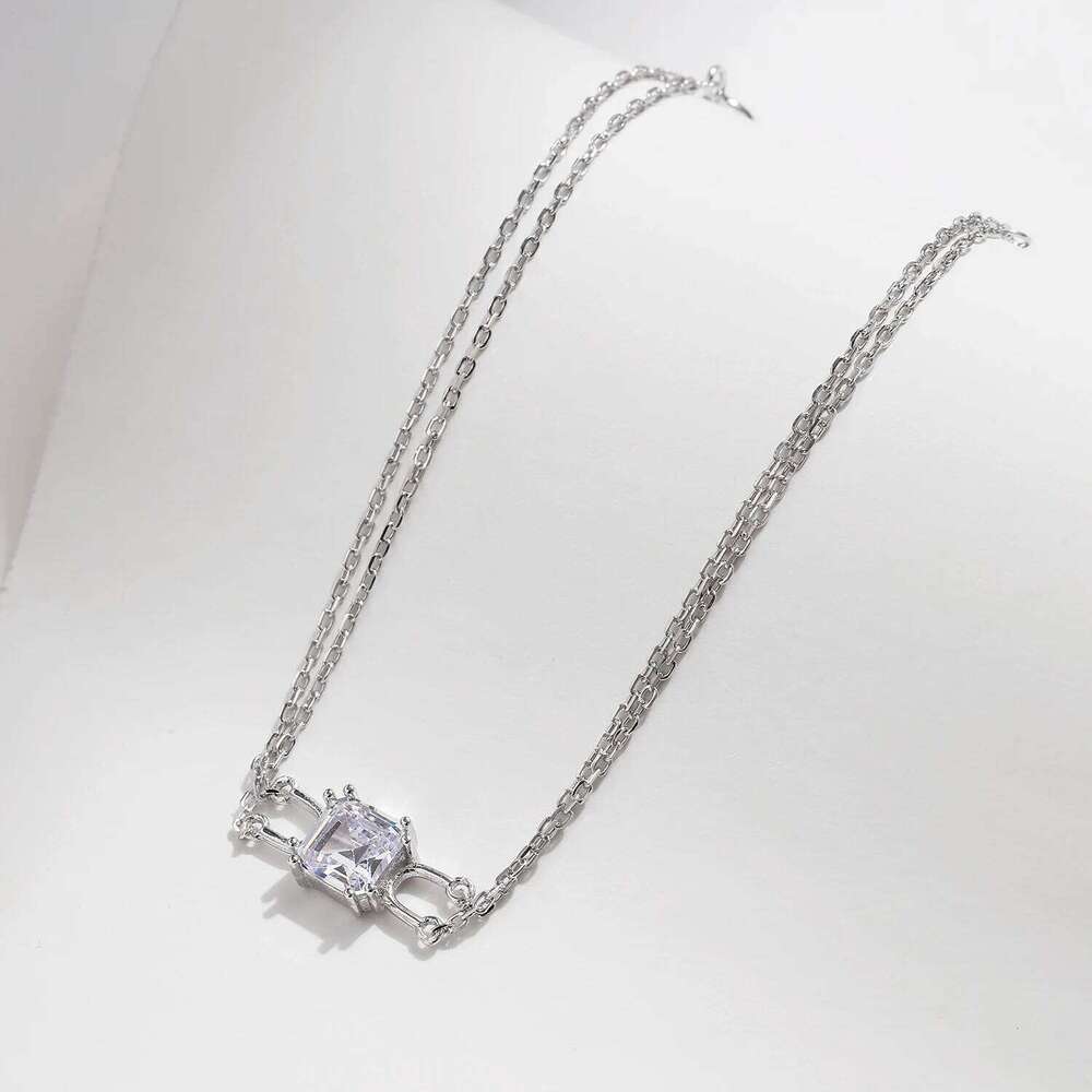 MODIAN 925 Sterling Silver Double Layer Link Chain Bracelet Shiny Square Emerald Cut Wedding Jewelry For Women Anniversary Gift Z260225