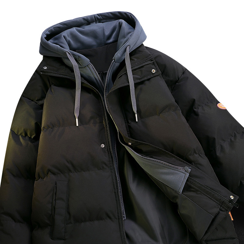 Couple Style Layered Design Cotton Padded Jackets, Winter Outdoor Mountain Sports Loose Thickened Solid Color Casual Warm Men's Parkas