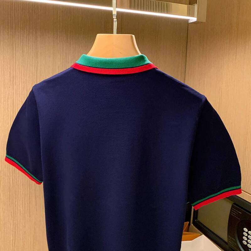 Mens Summer Fashion New Casual Polo Shirts Male Knitted Short Sleeve Lapel T-Shirts Men Leisure Patchwork Tops Tees Z11 - view 5