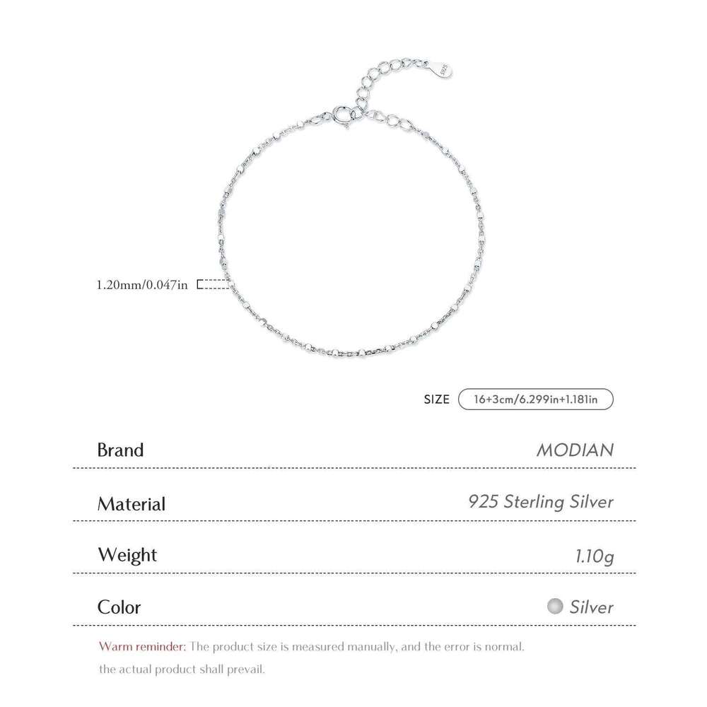 MODIAN 925 Sterling Silver Fashion Simple Geometric Beads Link Chain Charm Bracelets For Women Daily Office Fine Jewelry Z260225