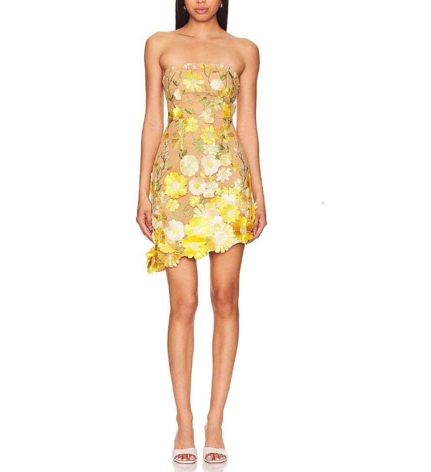 2026 new fashion brand 3D decal fairy like sexy chest hugging asymmetrical hem short skirt for women