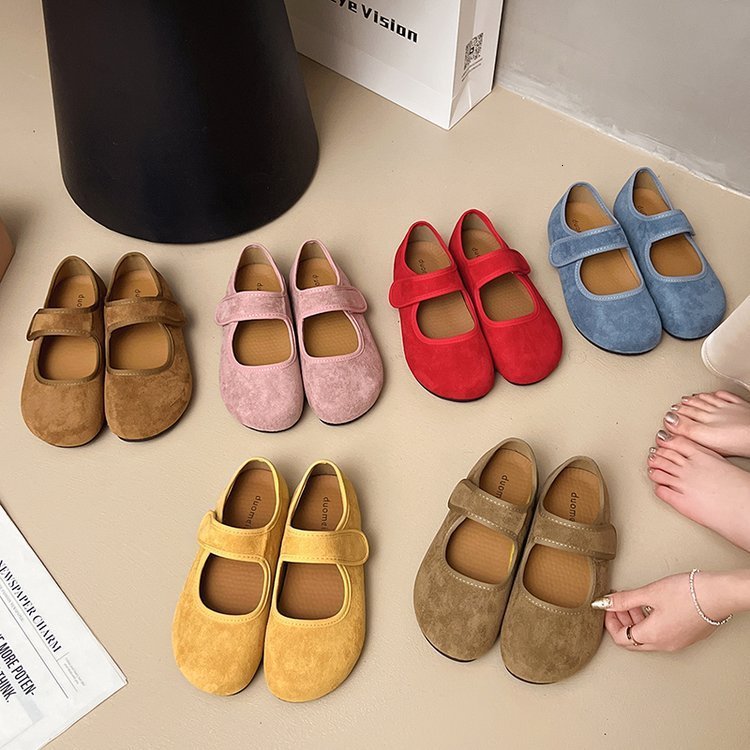 Shoes Woman Female Footwear Soft Low Heels Shallow Mouth Dress Summer Mary Janes Rubber PU Spring Fabric Flock Shoes Wo 240826