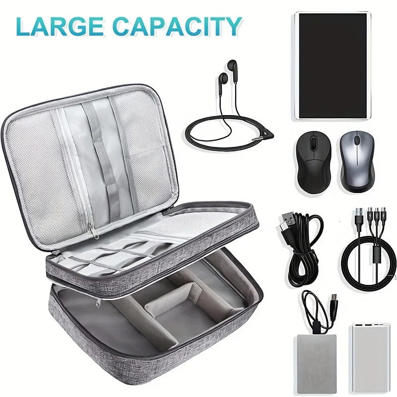 Rolling Zippered Organizer Bag - Durable Large Capacity with Telescoping Handle Smooth Wheels Ideal for Cables More 260120
