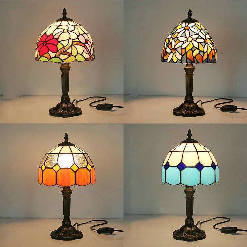 American Stained Lamps Turkish Mosaic E27 Base Glass Lampsahde Bedroom Bedside Vintage Table Lamp 110v 220v H260225