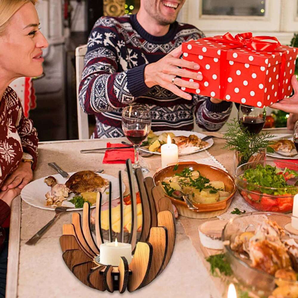 12x15cm Wooden Creative Candlestick Tea Light Holders Aromatherapy Candle Centerpieces Home Table decoration W260226