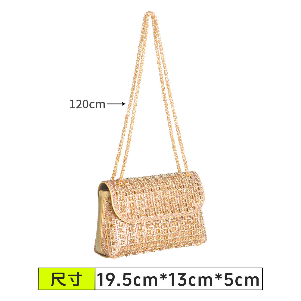 Hot Selling Women's Bag Cross-Border European and American Style Gold Chain Sparkling Diamond Underarm Bag Evening Bag Fashion Handbag Retro Sing