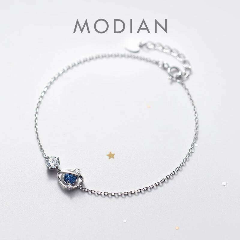 Modian Hot Sale 925 Sterling Silver Blue Crystal Planet Chain & Link Bracelets For Women Fashion Wedding Korea Style Jewelry Z260225