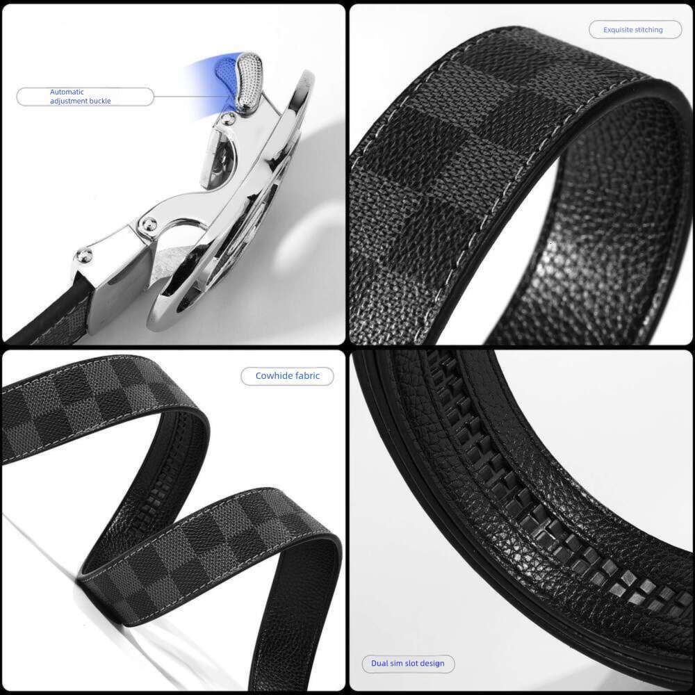 Men's Crocodile - Pattern Belt: High - End First - Layer Cowhide, Smooth Buckle, for Casual & Business Wear