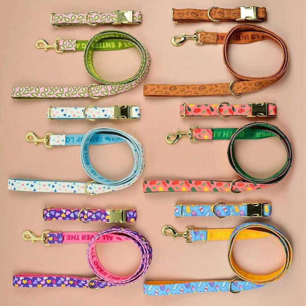 Valentine's Day and New Year's gift Luxury Brand Colorful Season Adjutable Dog Collar And Leash Set For Small Medium Large Dogs