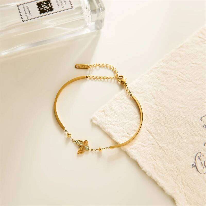 316L Stainless Steel 2025 New 18K Gold-plated Trend Jewelry Engraved Designs Beading Butterfly Women's Charm Chain Bracelets Z260225