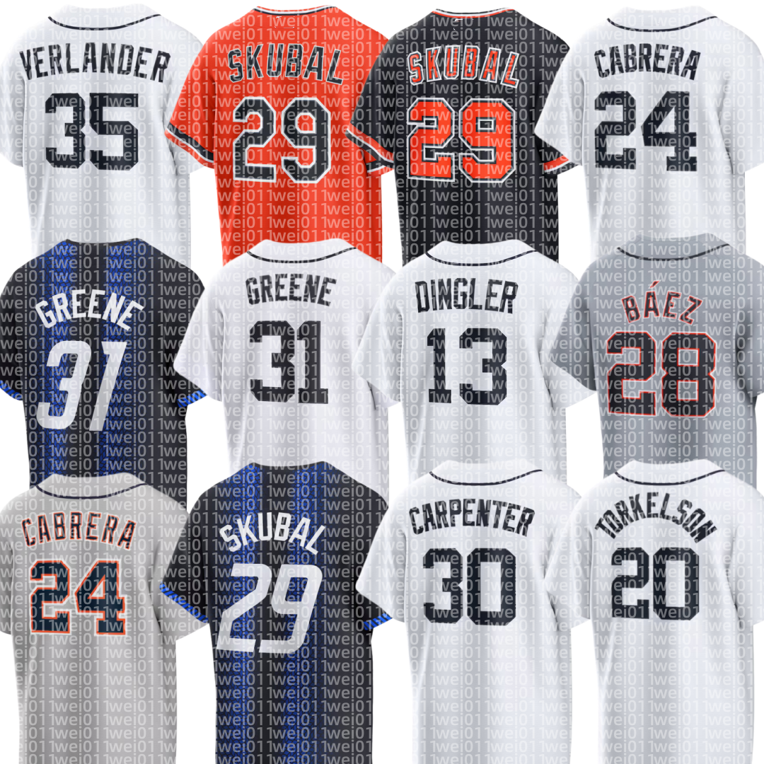 Tigers Baseball Jersey Miguel Cabrera Tarik Skubal Justin Verlander Riley Greene Javier Baez Keith Matt Vierling Dillon Dingler Kerry Carpenter Parker Meadows