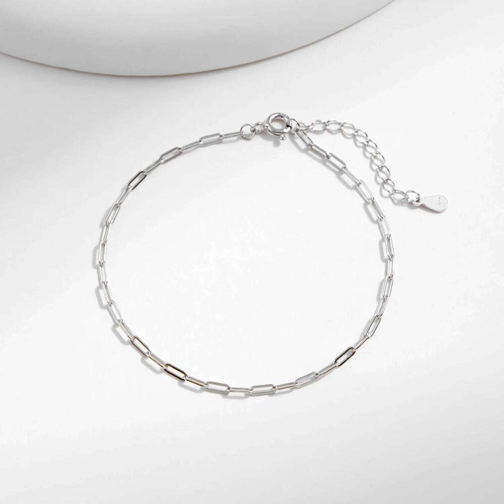 MODIAN Solid 925 Sterling Silver Rectangle Chain for Women White Gold Plated Handmade Basic Bracelets Jewelry Gifts Z260225