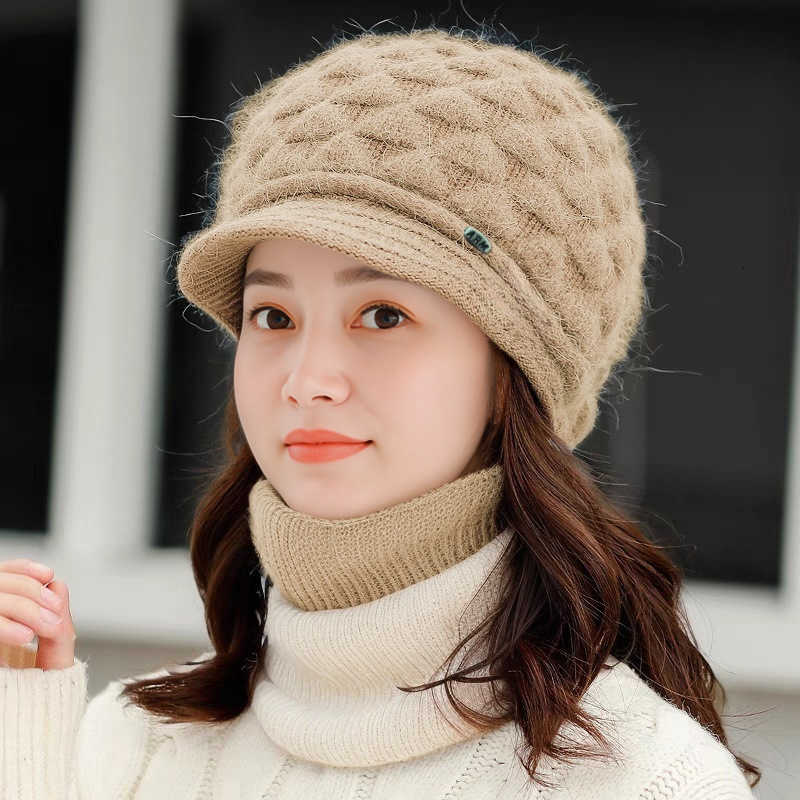 New winter knitted hat for women middle-aged and elderly fleece-lined and thickened duckbill cap warm and windproof moms woolen hat S260225