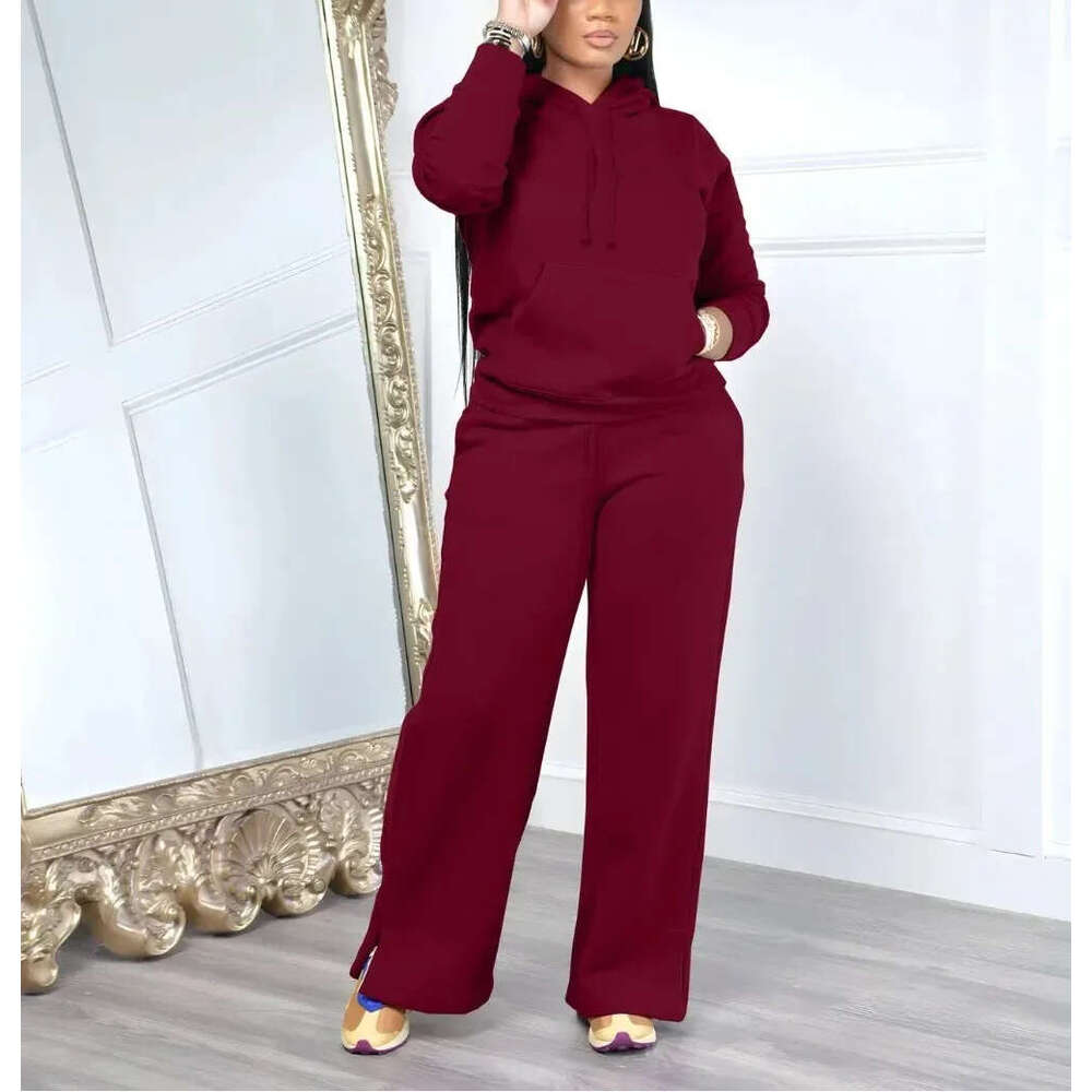 Women's wool sportswear hooded sweatshirt autumn/winter casual sports pants two-piece set 2026