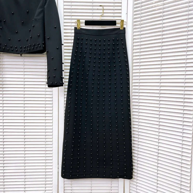 2026 Milan Autumn Brand Same Two Piece Black and White Round Neck Long Sleeve Dress