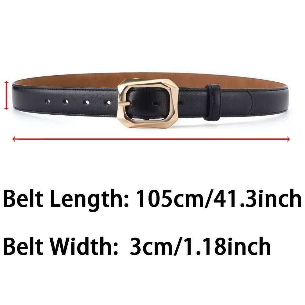 1pc New Women's Fashion Gold Alloy Buckle High Grade Soft PU Leather Trend Paired with Coat Jeans Lady Belt Y260225