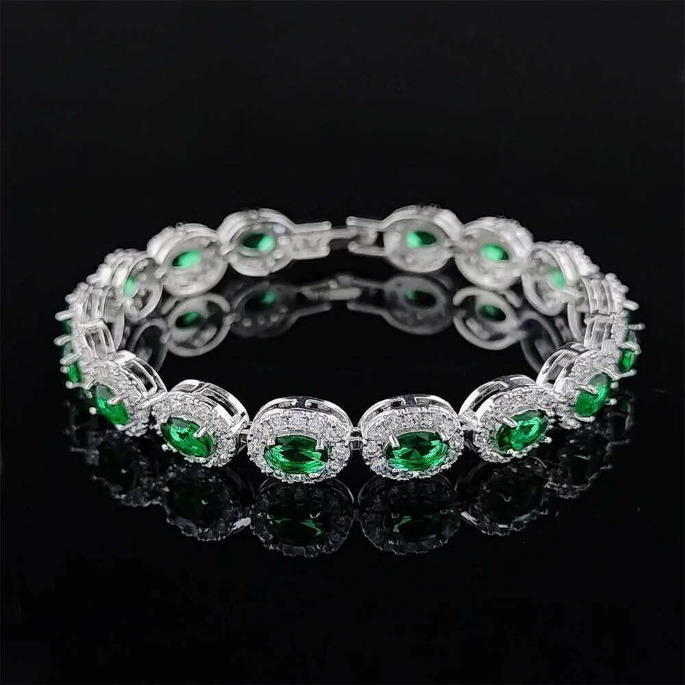 2024 New Luxury Blue Red Green Black silver Color Bracelet Bangle for Women Anniversary Gift Jewelry Wholesale S6923 Z260225