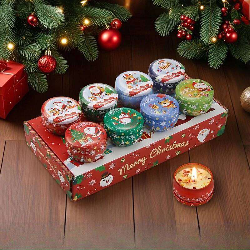 Y 4Pcs/Box Scented Candles Set Patterns Fragrance Jar DIY Smokeless Soybean Wax Candle for Kids Christmas Gift W260226