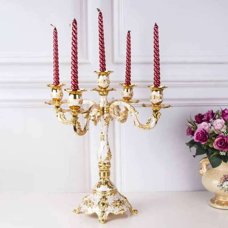 Nordic Vintage 3 Wedding Centerpieces for Tables Zinc Alloy 5 Arm Candle Holders Luxury Home Decor Accessory W260226